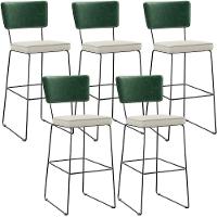 Kit 05 Banquetas Altas Allana L02 Verde Musgo Champagne - 2