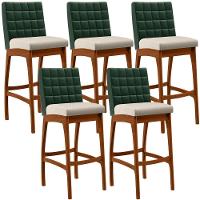 Kit 05 Banquetas Altas Cozinha B04 Verde Musgo Cru - 1