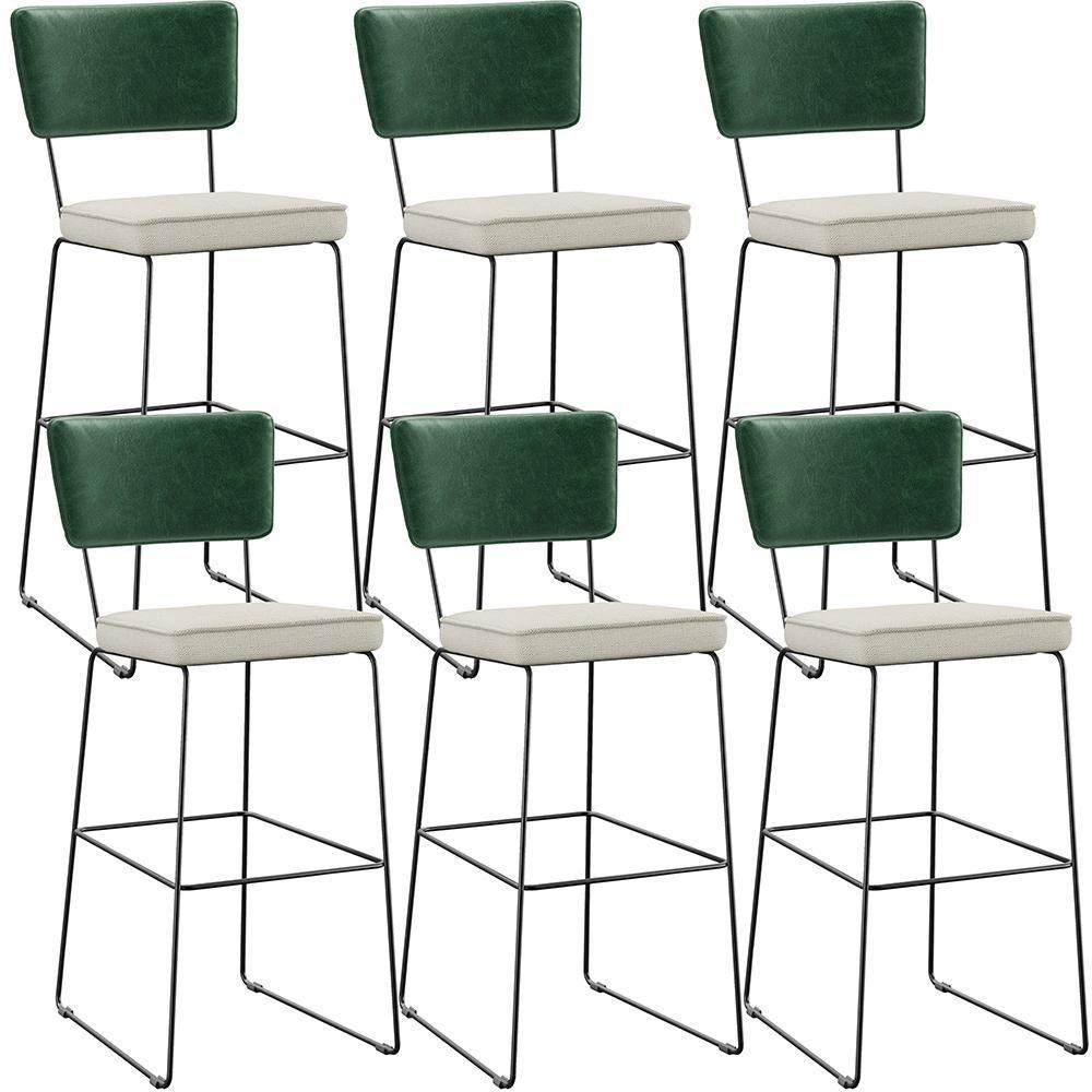 Kit 06 Banquetas Altas Allana L02 Verde Musgo Champagne - 1