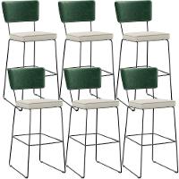 Kit 06 Banquetas Altas Allana L02 Verde Musgo Champagne - 1