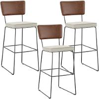 Kit 03 Banqueta Alta Cozinha Allana L02 Marrom Champagne - 2