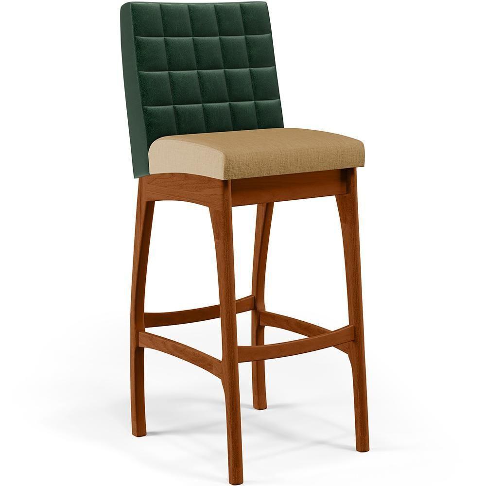 Kit 04 Banquetas Altas B04 Verde Musgo Bege Escuro - 8