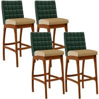 Kit 04 Banquetas Altas B04 Verde Musgo Bege Escuro - 1