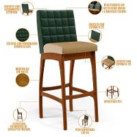 Kit 04 Banquetas Altas B04 Verde Musgo Bege Escuro - 7