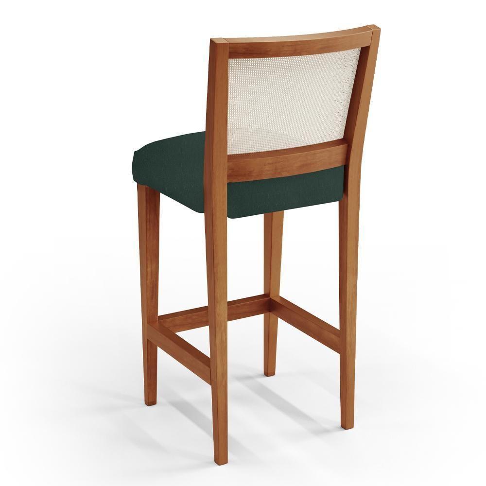 Kit 04 Banquetas Alta Branco Linho Verde Musgo - 2