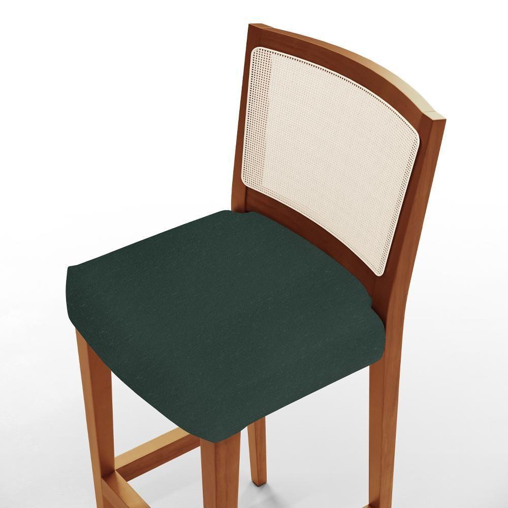 Kit 04 Banquetas Alta Branco Linho Verde Musgo - 3