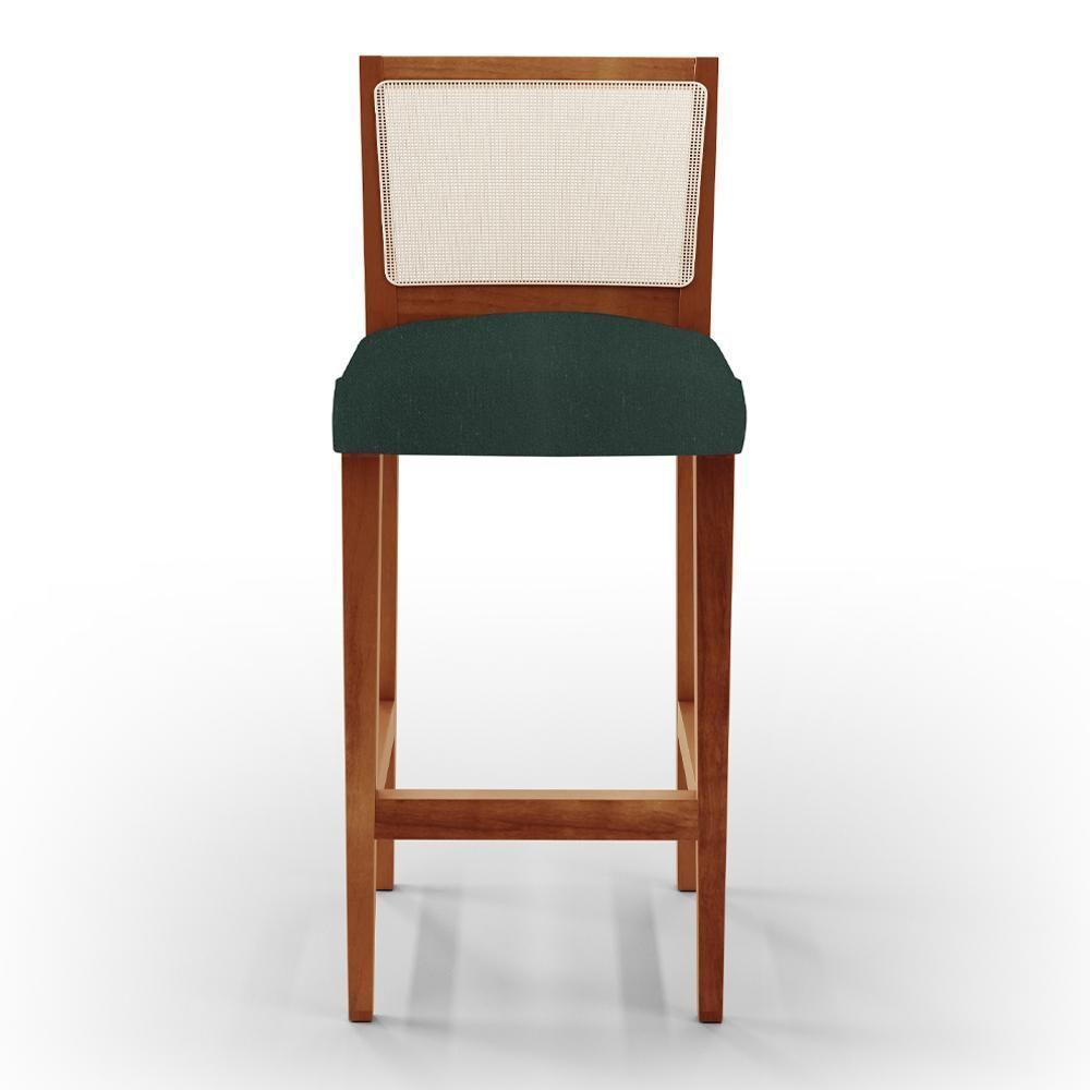 Kit 04 Banquetas Alta Branco Linho Verde Musgo - 7