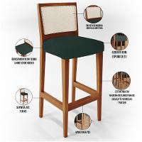 Kit 04 Banquetas Alta Branco Linho Verde Musgo - 6