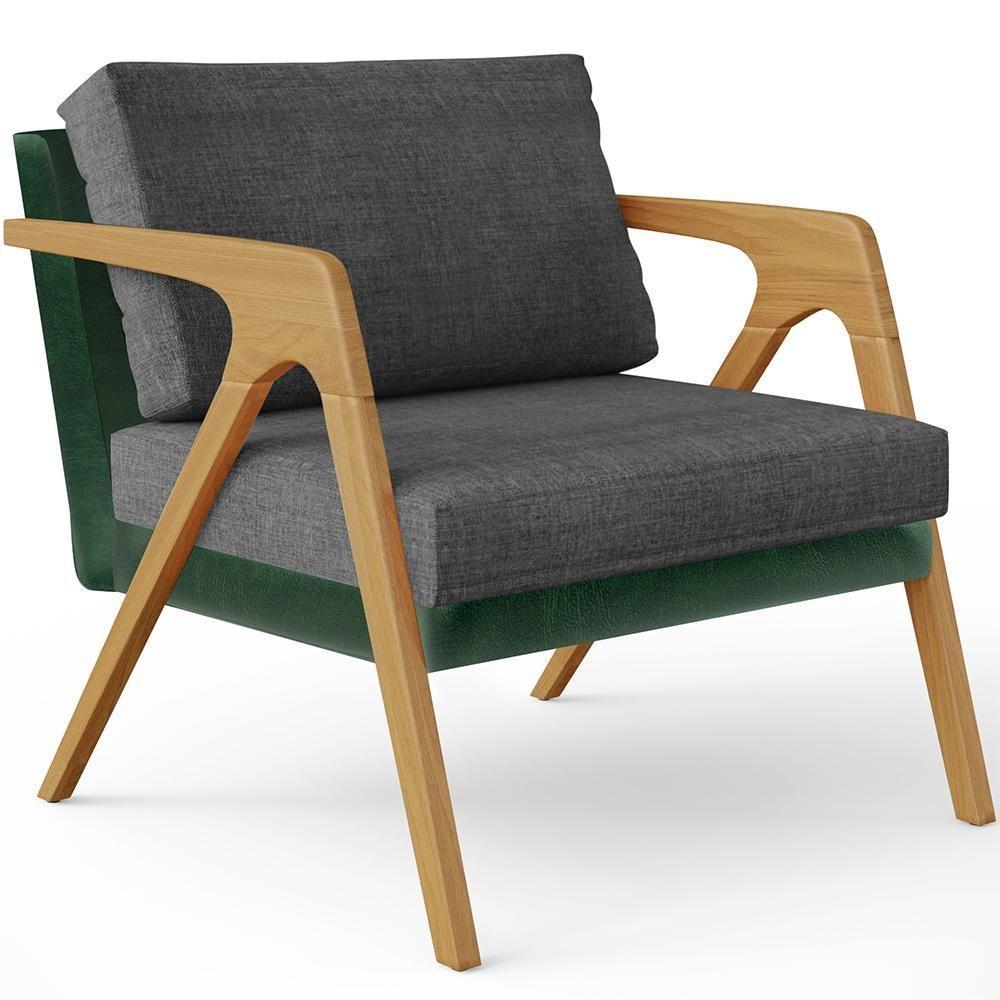 Kit 04 Poltronas Pietra Facto Verde Musgo Linho Cinza Escuro - 5