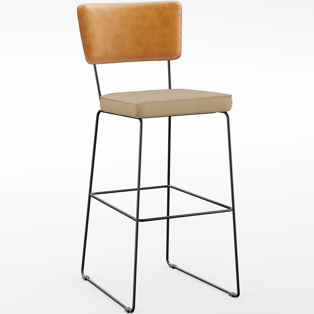 Kit 05 Banquetas Altas Allana L02 Whisky Linho Bege Escuro - 8