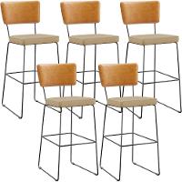 Kit 05 Banquetas Altas Allana L02 Whisky Linho Bege Escuro - 1