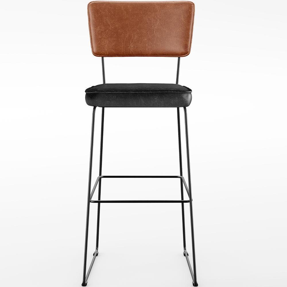 Kit 05 Banquetas Altas Allana L02 Camel Preto - 5