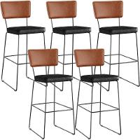 Kit 05 Banquetas Altas Allana L02 Camel Preto - 1