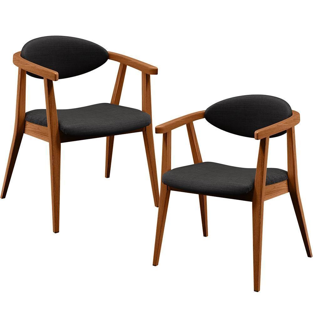 Kit 02 Poltronas Para Sala De Estar Cecília B04 Linho Chumbo - 1