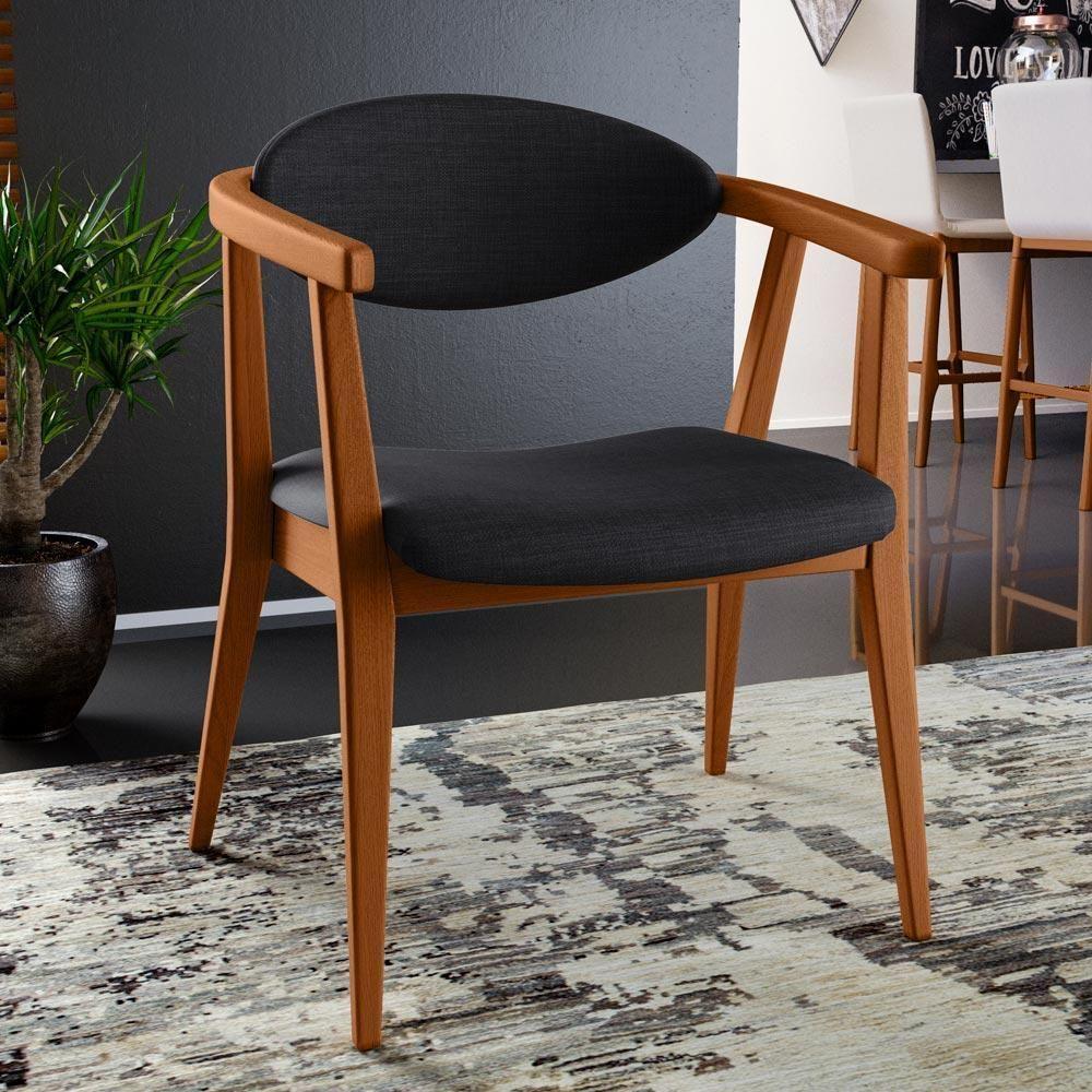 Kit 02 Poltronas Para Sala De Estar Cecília B04 Linho Chumbo - 9