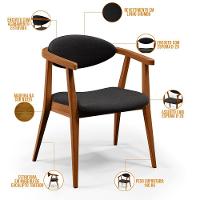 Kit 02 Poltronas Para Sala De Estar Cecília B04 Linho Chumbo - 7