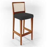 Kit 03 Banquetas Alta Branco Suede Preto