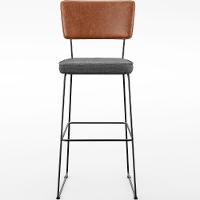 Kit 05 Banquetas Altas Camel Linho Cinza Escuro - 5