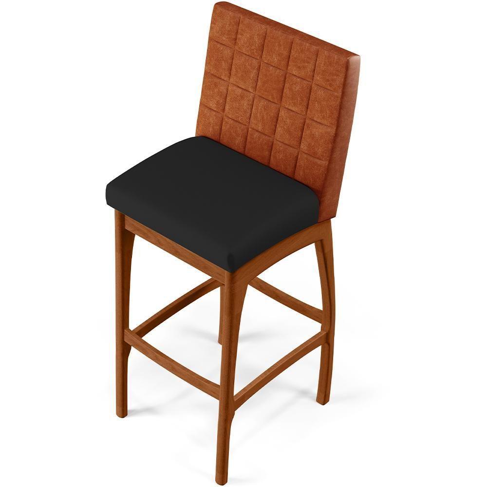 Kit 04 Banquetas Altas Mila Camel Corano Preto - 3