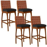 Kit 04 Banquetas Altas Mila Camel Corano Preto - 1