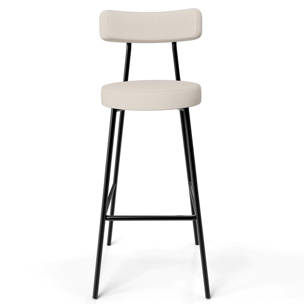 Kit 02 Banquetas Altas Estrutura Em Aço Milão Linho Bege - 4