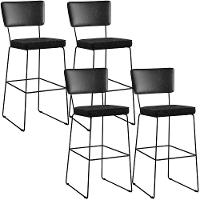 Kit 04 Banquetas Altas Preto Linho Chumbo - 1