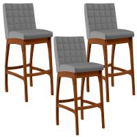 Kit 03 Banquetas Altas Mila Facto Cinza Fosco - 1