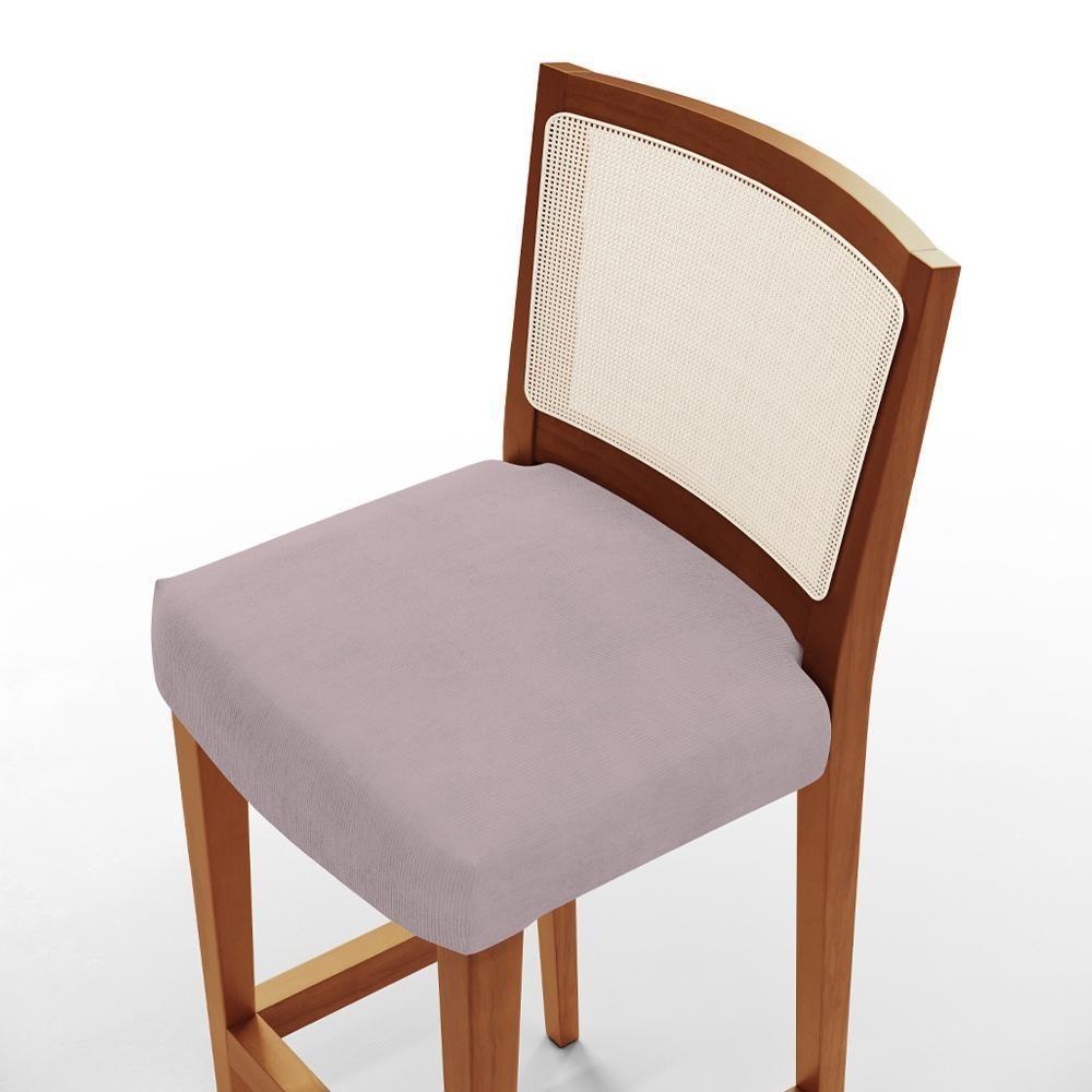 Kit 03 Banquetas Alta Branco Suede Rosê - 2