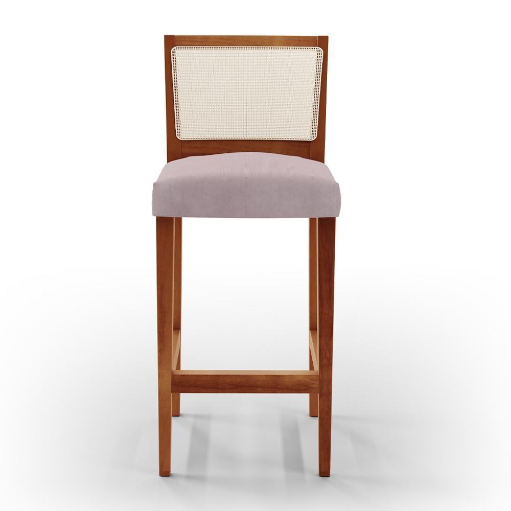 Kit 03 Banquetas Alta Branco Suede Rosê - 6