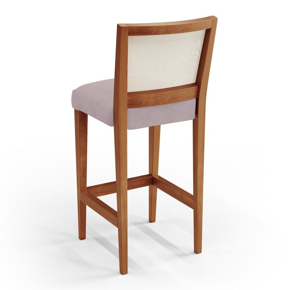 Kit 03 Banquetas Alta Branco Suede Rosê - 8