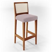 Kit 03 Banquetas Alta Branco Suede Rosê - 3