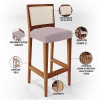 Kit 03 Banquetas Alta Branco Suede Rosê - 5