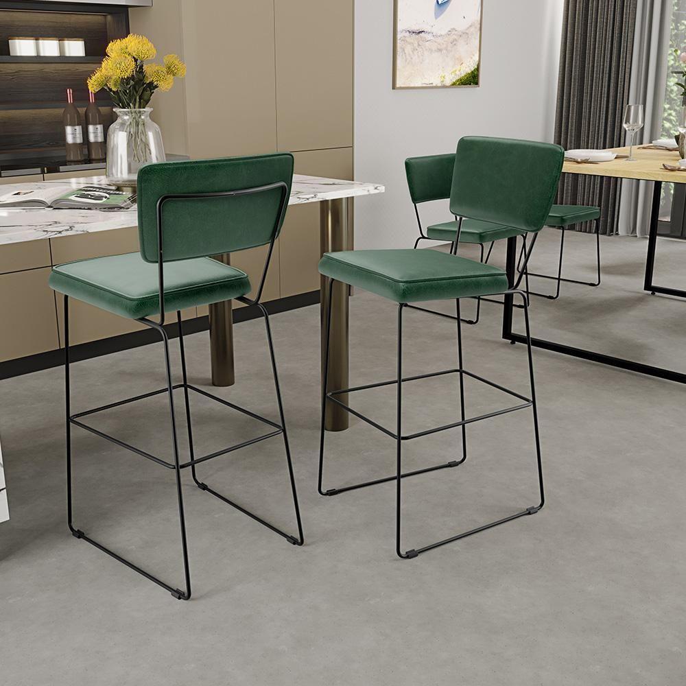 Kit 5 Banquetas Altas Base Em Aço Fixa Facto Verde Musgo - 9