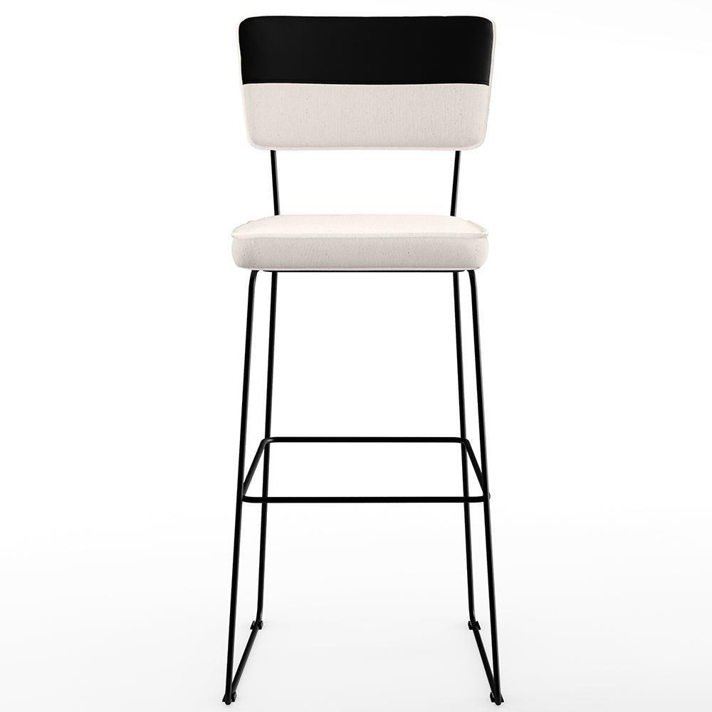 Kit 04 Banquetas Altas De Jantar Allana L02 Faixa Preto Cru - 4