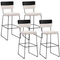 Kit 04 Banquetas Altas De Jantar Allana L02 Faixa Preto Cru - 1
