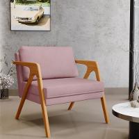 Kit 04 Poltronas Estrutura De Madeira L02 Suede Rosê - 15