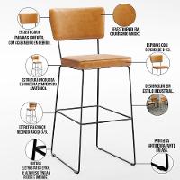 Kit 6 Banquetas Altas Base Em Aço Fixa Whisky - 7