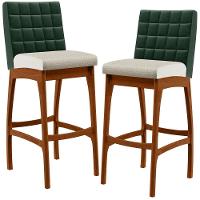 Kit 02 Banquetas Altas Mila B04 Facto Verde Musgo Champagne - 1