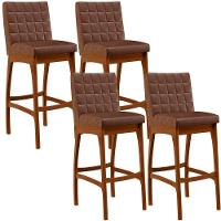 Kit 04 Banquetas Altas Para Cozinha B04 Marrom - 1
