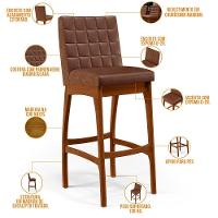 Kit 04 Banquetas Altas Para Cozinha B04 Marrom - 7