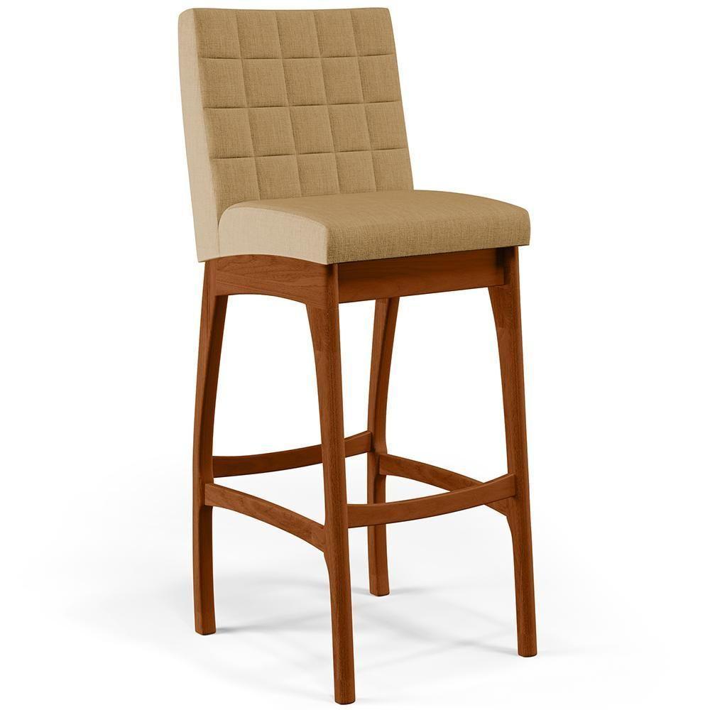 Kit 02 Banquetas Altas Mila Linho Bege Escuro - 8