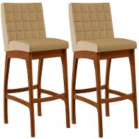 Kit 02 Banquetas Altas Mila Linho Bege Escuro - 1