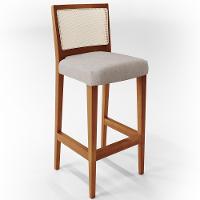 Kit 03 Banquetas Alta Branco Linho Bege