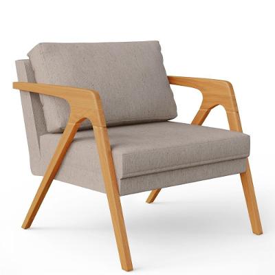 Poltrona Pietra Para Sala De Estar Linho Bege Lyam Decor