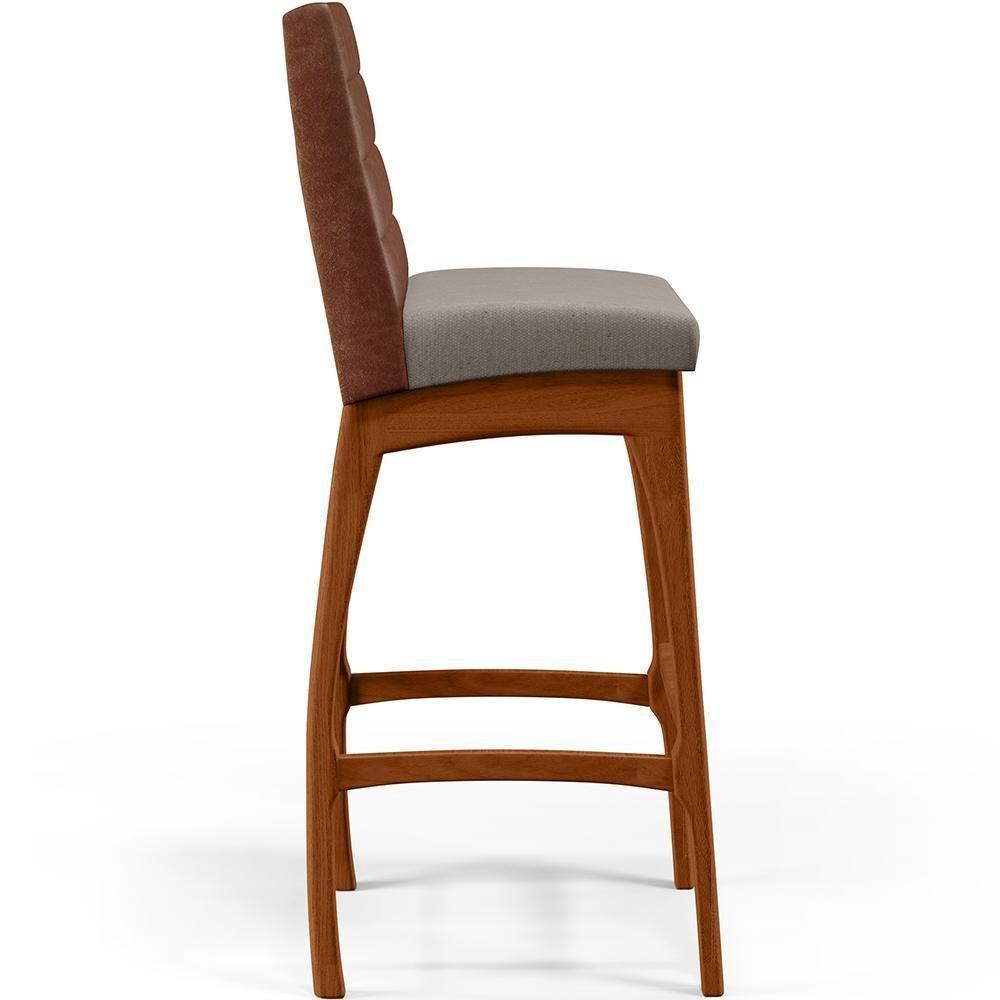 Kit 04 Banquetas Altas Mila Marrom Linho Bege - 4