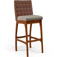 Kit 04 Banquetas Altas Mila Marrom Linho Bege - 8