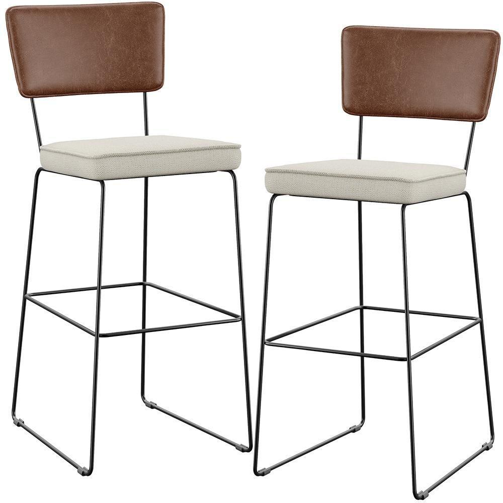 Kit 02 Banqueta Alta Cozinha Allana L02 Marrom Champagne - 1