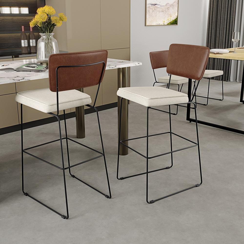 Kit 02 Banqueta Alta Cozinha Allana L02 Marrom Champagne - 9