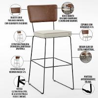 Kit 02 Banqueta Alta Cozinha Allana L02 Marrom Champagne - 7