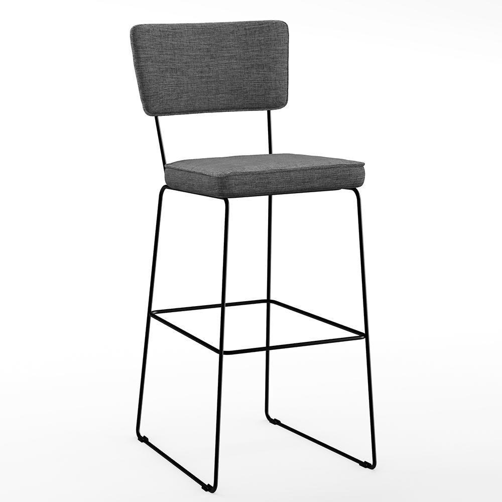 Banqueta Alta Para Cozinha Base Aço Allana L02 Cinza Escuro - 1
